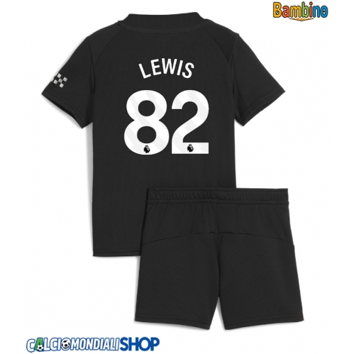 Maglie da calcio Manchester City Rico Lewis #82 Seconda Maglia Bambino 2025-26 Manica Corta + Pantaloni corti)